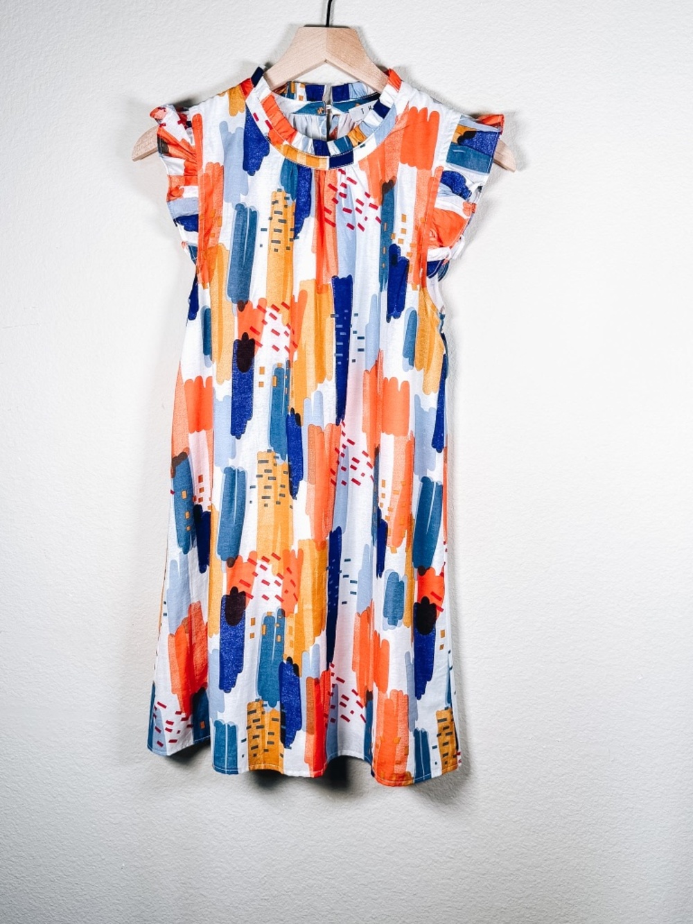 THML Abstract Print Flutter Sleeve Swing Dress XS - D3 - Picture 12 of 12